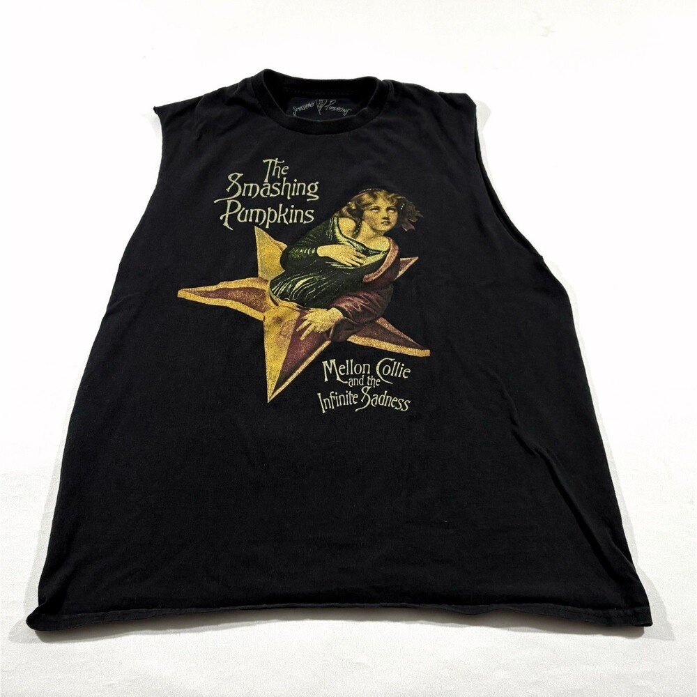 The Smashing Pumpkins Mellon Collie T-Shirt Black Band Tee Sleeveless Graphic L